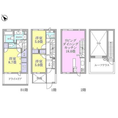 Floor plan. 3LDK maisonette. There is also a roof terrace.