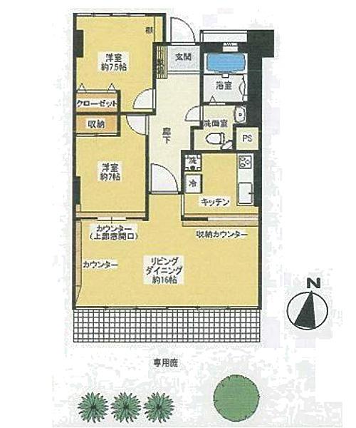 Floor plan. 2LDK, Price 30,800,000 yen, Occupied area 73.59 sq m , Balcony area 12 sq m south-facing balcony, Spacious 20 Pledge LDK