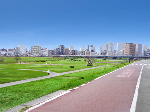 Surrounding environment. Walk to the Tama River 12 minutes. Vast green spaces spread riverbed is, It also becomes a recreation. Views of the Mount Fuji, You can enjoy the environment in how to spend of their own way. (Tamagawa / About 900m ・ A 12-minute walk)