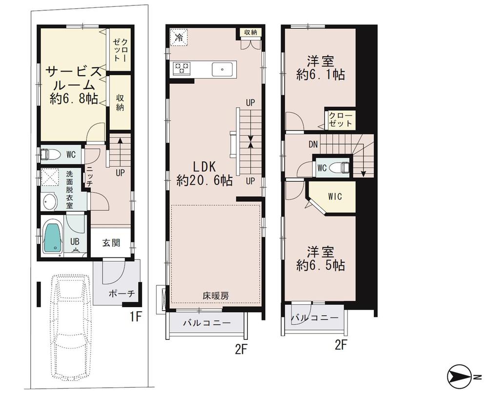 Floor plan. 48,800,000 yen, 2LDK + S (storeroom), Land area 62.4 sq m , Building area 104.95 sq m