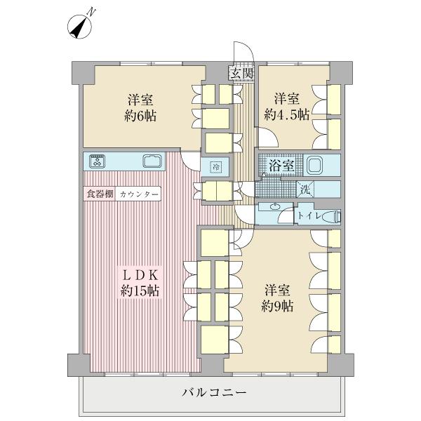 Floor plan. 3LDK, Price 27,800,000 yen, Occupied area 92.62 sq m , Balcony area 8.26 sq m