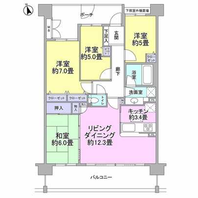 Floor plan. 4LD of 85.57 sq m ・ K type