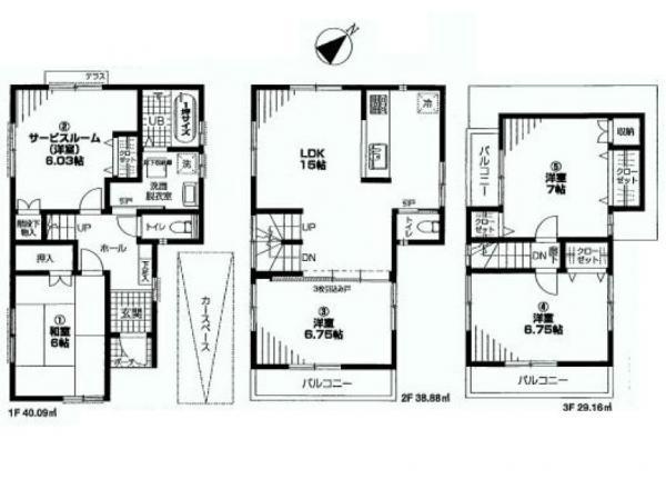 Floor plan. 54,800,000 yen, 4LDK+S, Land area 73.66 sq m , Building area 108.13 sq m