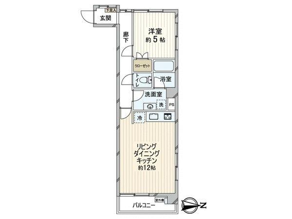 Floor plan. 1LDK, Price 18,800,000 yen, Occupied area 44.01 sq m , Good Floor balcony area 4.32 sq m usability