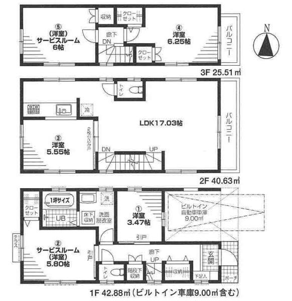 Floor plan. (1 Building), Price 49,800,000 yen, 2LDK+2S, Land area 67.8 sq m , Building area 109.02 sq m