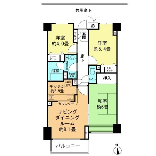 Floor plan. 3LDK, Price 33,500,000 yen, Occupied area 62.82 sq m , Balcony area 4.17 sq m