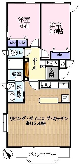 Floor plan. 2LDK, Price 29,900,000 yen, Occupied area 72.26 sq m , Many balcony area 7.64 sq m window in the whole room two sides lighting, Ventilation is also good