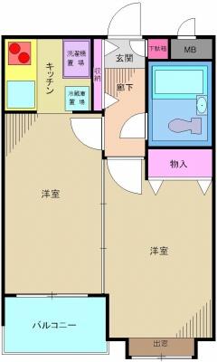 Floor plan. 2K, Price 10.8 million yen, Occupied area 26.14 sq m , Balcony area 2.64 sq m