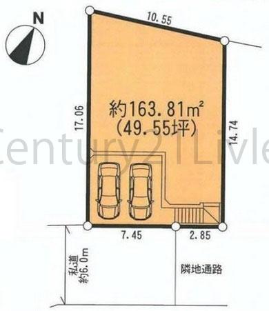 Compartment figure. Land price 86,800,000 yen, Land area 163.81 sq m garage parallel two