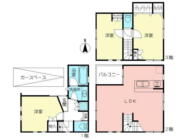 Floor plan. 48,900,000 yen, 3LDK, Land area 50.07 sq m , Building area 84.38 sq m