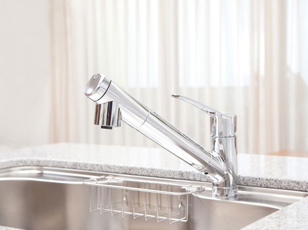 Kitchen.  [Water purifier integrated shower faucet] And features of the sink cleaning is easy to shower faucet, Water purification ・ Combines the function of raw water can be switched easily, It has adopted a shower mixing faucet.