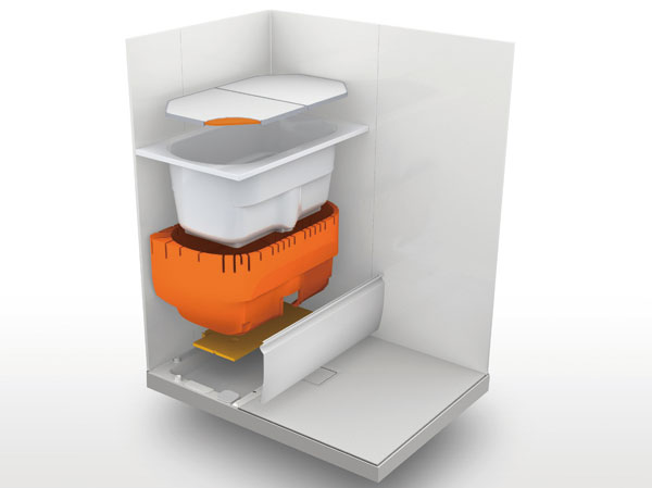 Bathing-wash room.  [Thermos bathtub] The thermos bath in the temperature of the hot water is cold hard high thermal insulation structure, Eliminating waste by reheating, It enhances the energy-saving effect. (Conceptual diagram)