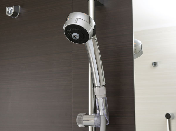 Bathing-wash room.  [Shower slide bar] Established a slide bar that can adjust the height of the shower, It has been improved the comfort of the bath time. Shower head is equipped with a massage function.