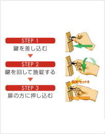 Security.  [Security signal lock] You can set the entrance of locking and security system with a single key. When it goes out, Just pushed into the entrance door, You can set the security system. (Conceptual diagram)