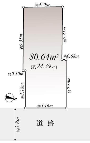 Compartment figure. Land price 44,800,000 yen, Land area 80.64 sq m