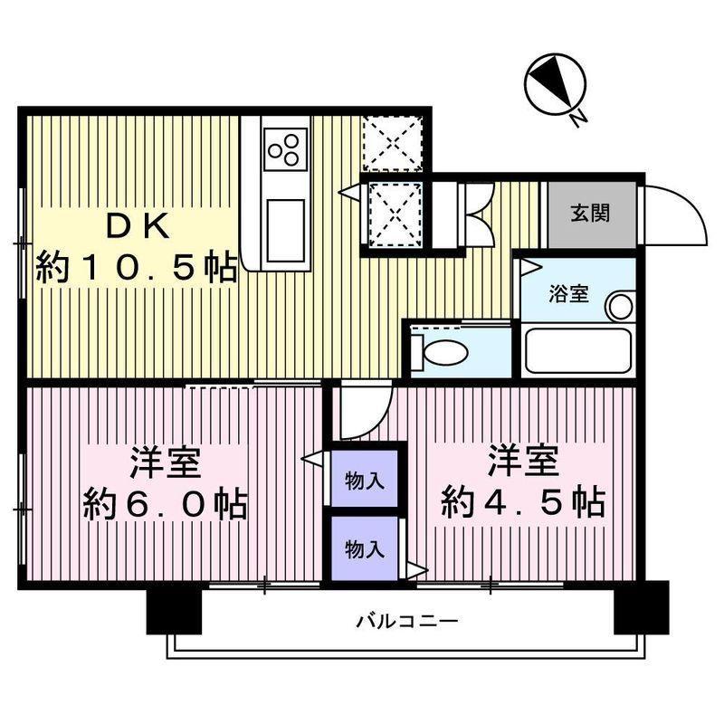 Floor plan. 2DK, Price 16.4 million yen, Occupied area 43.74 sq m , Balcony area 3.78 sq m