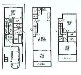 Floor plan. (Building 2), Price 43,800,000 yen, 3LDK+S, Land area 101.85 sq m , Building area 61.57 sq m