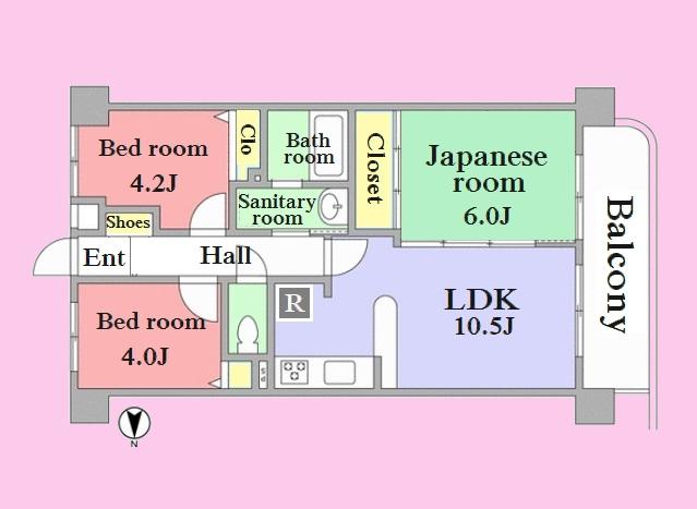 Floor plan. 3LDK, Price 32,800,000 yen, Occupied area 55.08 sq m , Balcony area 7.74 sq m