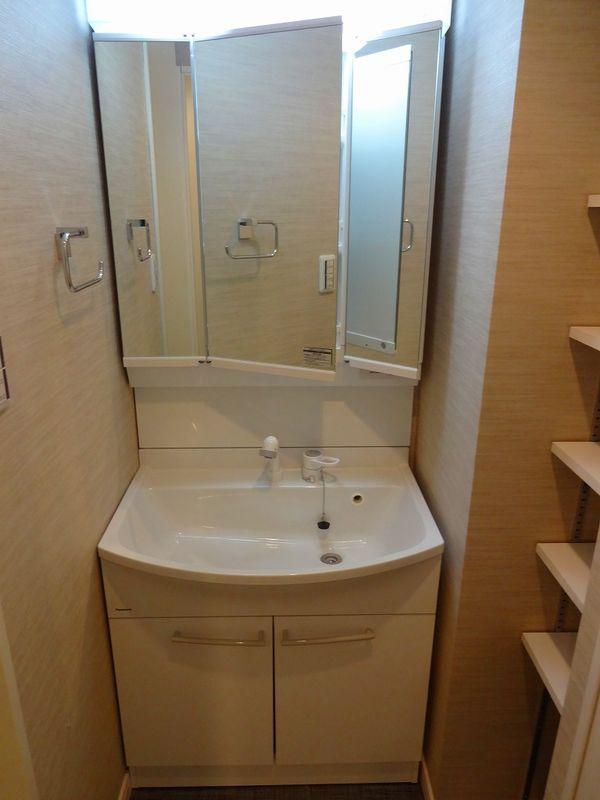 Wash basin, toilet. Bathroom vanity