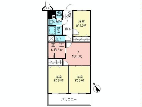 Floor plan. 3DK, Price 24,800,000 yen, Footprint 61.6 sq m , Balcony area 7.84 sq m of Mato