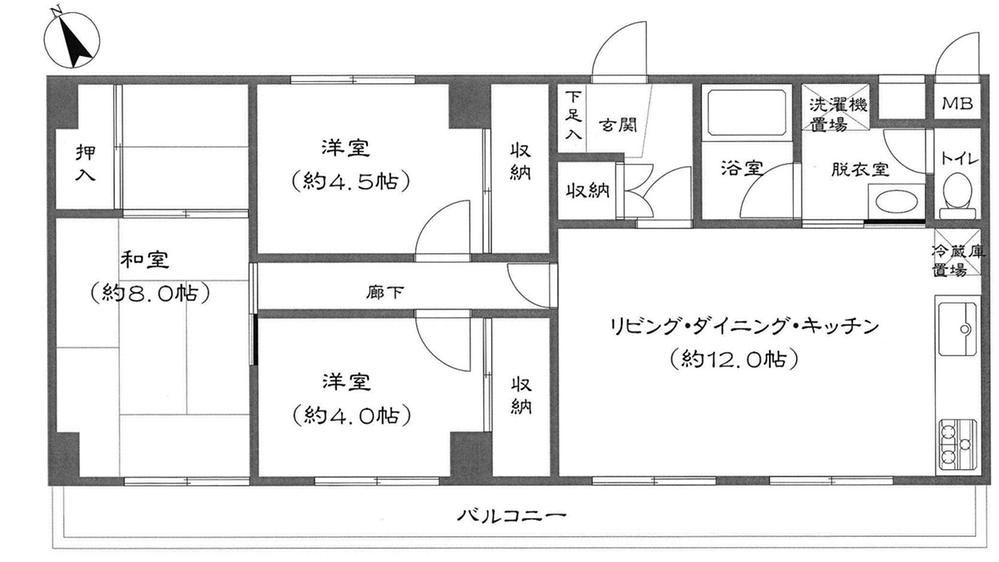 Floor plan. 3LDK, Price 32,500,000 yen, Occupied area 69.57 sq m