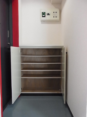 Entrance. With shoe box in the entrance aside