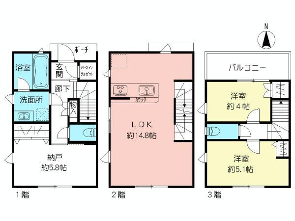 Floor plan. 40,900,000 yen, 2LDK + S (storeroom), Land area 228.44 sq m , Building area 75.26 sq m