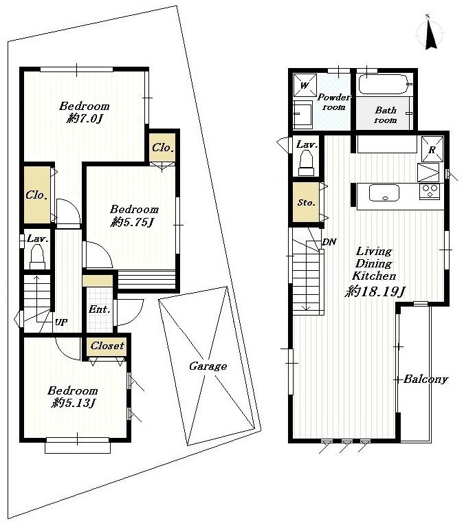 Floor plan. 59,800,000 yen, 3LDK, Land area 83.75 sq m , Building area 82 sq m