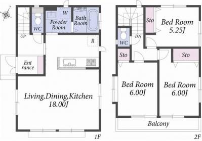Floor plan. 66,800,000 yen, 3LDK, Land area 84.45 sq m , Building area 84.45 sq m D compartment floor plan