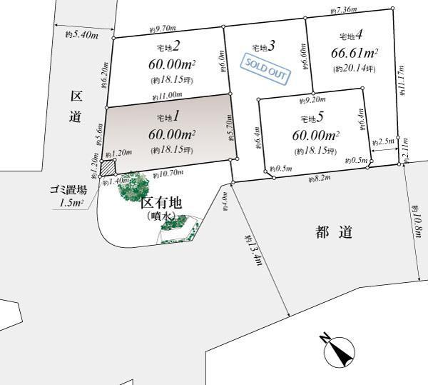 Compartment figure. Land price 44,800,000 yen, Land area 60 sq m
