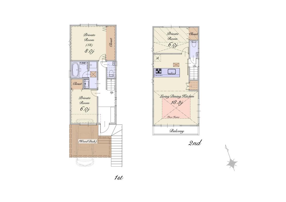 Floor plan. (A Building), Price 65,800,000 yen, 2LDK+S, Land area 94.66 sq m , Building area 108.2 sq m