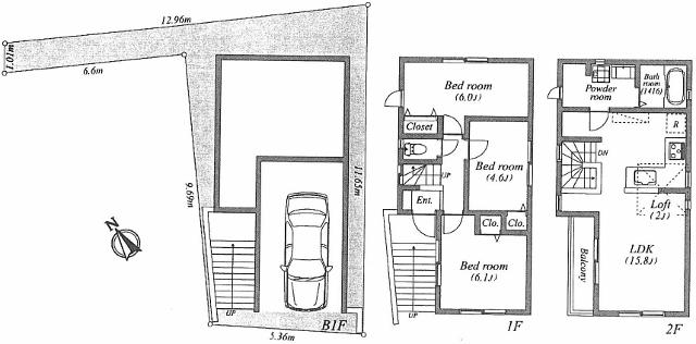 Floor plan. 51,800,000 yen, 3LDK, Land area 72.53 sq m , Building area 89.61 sq m