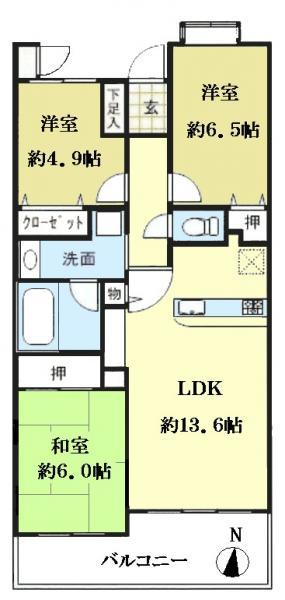 Floor plan. 3LDK, Price 37.5 million yen, Footprint 70.4 sq m , Balcony area 10.72 sq m