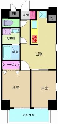 Floor plan. 2LDK, Price 25,800,000 yen, Occupied area 46.92 sq m , Balcony area 4.94 sq m