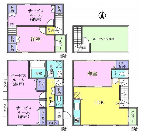 Floor plan. 47,300,000 yen, 5LDK, Land area 84.28 sq m , Building area 109.53 sq m