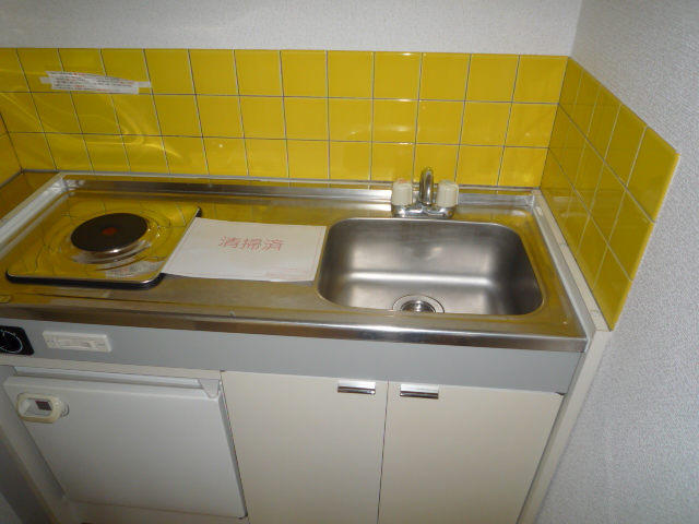 Kitchen. Electric stove With mini fridge