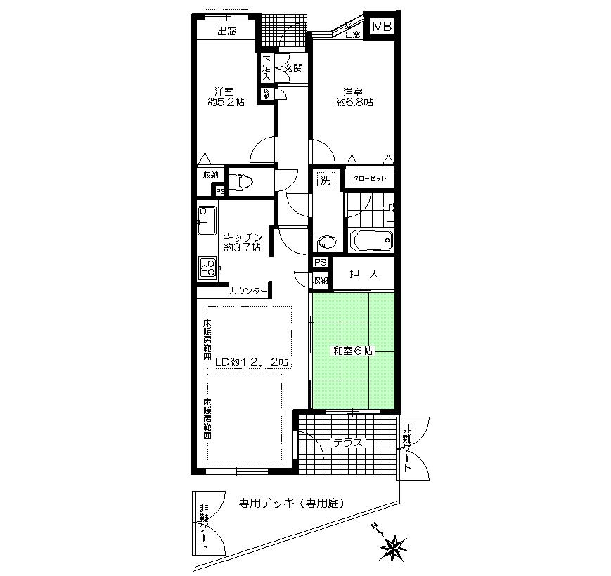 Floor plan. 3LDK, Price 39,700,000 yen, Footprint 74.3 sq m