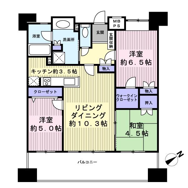 Floor plan. 3LDK, Price 39,800,000 yen, Occupied area 68.28 sq m