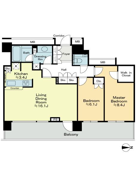 Floor plan. 2LDK, Price 46,900,000 yen, Occupied area 78.89 sq m , Balcony area 21.56 sq m floor plan