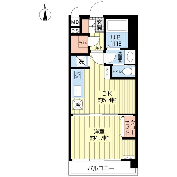Floor plan. 1DK, Price 14.9 million yen, Occupied area 29.16 sq m , Balcony area 4.32 sq m