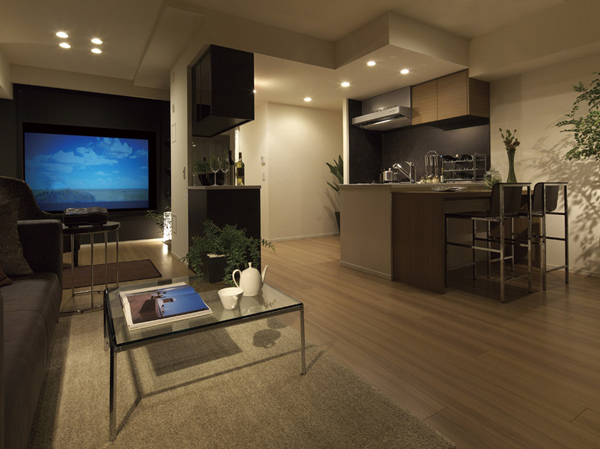 Room and equipment. Compact spacious living ・ dining. We adopted the plan and sliding door which arranged the large storage such as a plan that gave the room to space, It provides a comfortable living space. Abundantly adopt the equipment to improve the efficiency of the care and work further. Lead to shorter working hours of housework, It can be expected to ensure the free time. (Model Room F type menu plan / Compensation ・ Application deadline Yes)