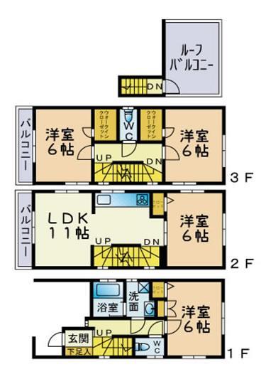 Floor plan. 4LDK All rooms 6 Pledge ensure / E Building