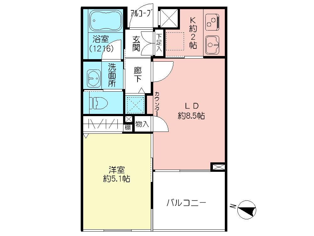 Floor plan. 1LDK, Price 29,800,000 yen, Occupied area 32.65 sq m , Balcony area 5 sq m
