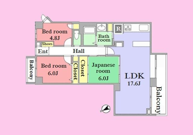 Floor plan. 3LDK, Price 36,800,000 yen, Occupied area 76.87 sq m , Balcony area 9.9 sq m