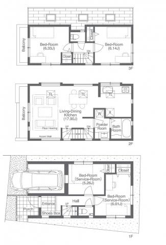 Floor plan. 49,800,000 yen, 2LDK + 2S (storeroom), Land area 66.22 sq m , Building area 108.05 sq m