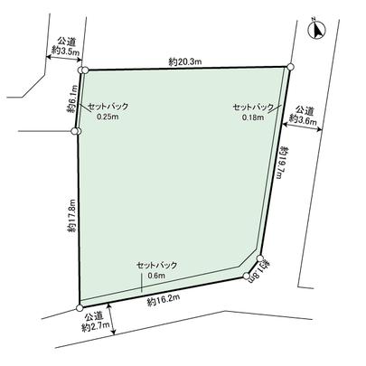 Compartment figure.  ◆ Southeast corner lot ◆ Three-way road