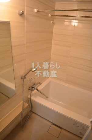 Bath. Stylish bathroom with another bus toilet