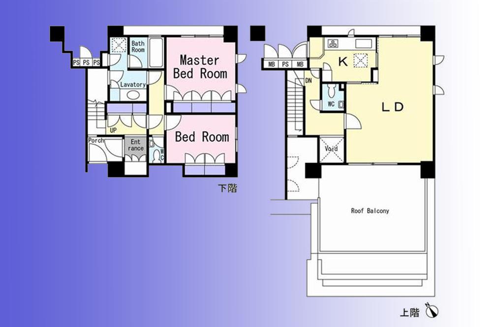 Floor plan. 2LDK, Price 98 million yen, Footprint 100.83 sq m   [The third floor of the top floor ・ Maisonette] There is good roof balcony of view!
