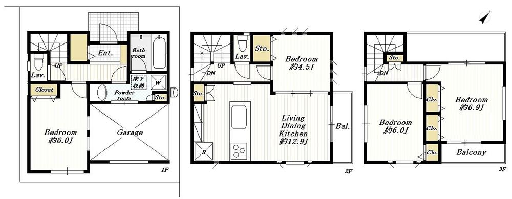 Floor plan. 54,800,000 yen, 4LDK, Land area 63.5 sq m , Building area 104.14 sq m