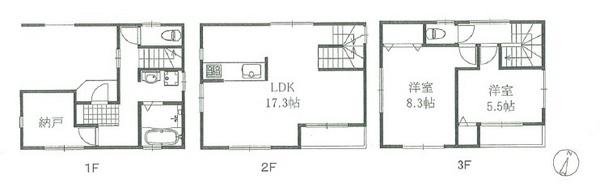Floor plan. 49,800,000 yen, 2LDK + S (storeroom), Land area 48.29 sq m , Building area 95.37 sq m